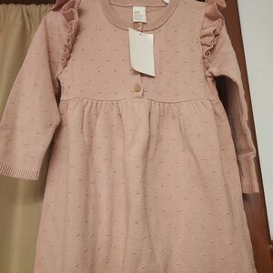 H&M Blush Pink Textured Kids Dress